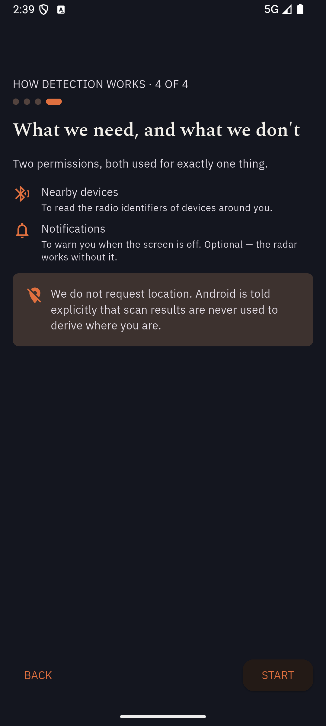 GlassGuard onboarding explains Bluetooth detection